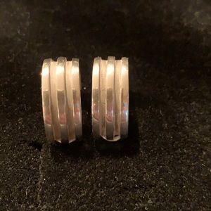 Tiffany & Co. Sterling Silver Atlas Groove Clip On Earrings